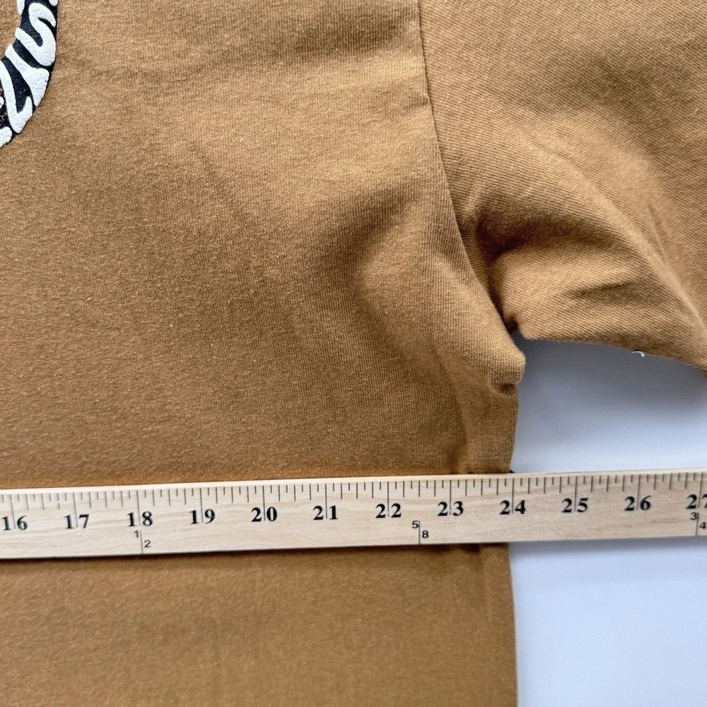 True Religion Mens Small Horseshoe Logo Graphic T-Shirt Mustard Tan Brown NWT